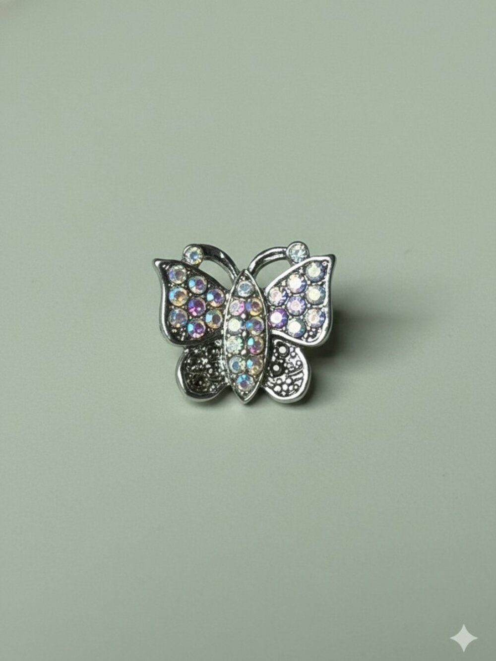 Petite Clear Rhinestone Butterfly Brooch - Picture 2 of 4